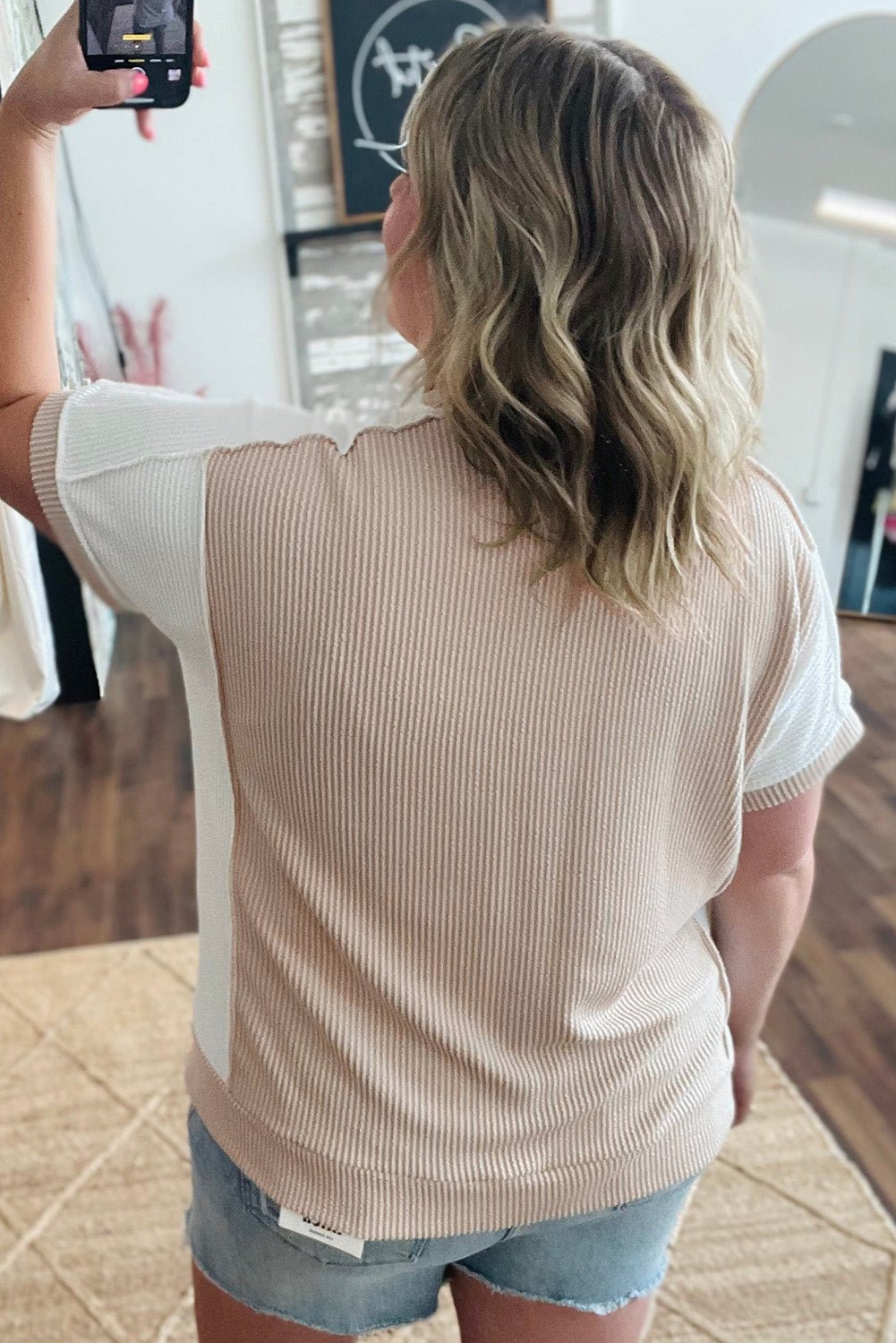 Carrot Twist Rib Colorblock Plus Size Top - MAD RUFFI