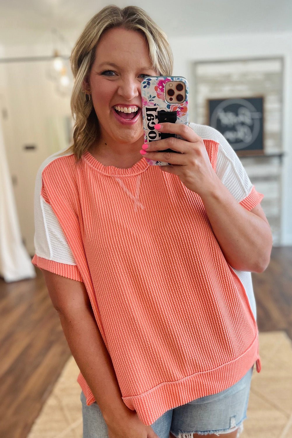 Carrot Twist Rib Colorblock Plus Size Top - MAD RUFFI