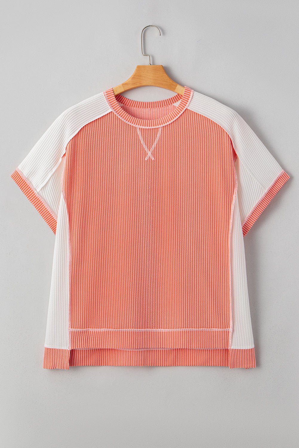 Carrot Twist Rib Colorblock Plus Size Top - MAD RUFFI