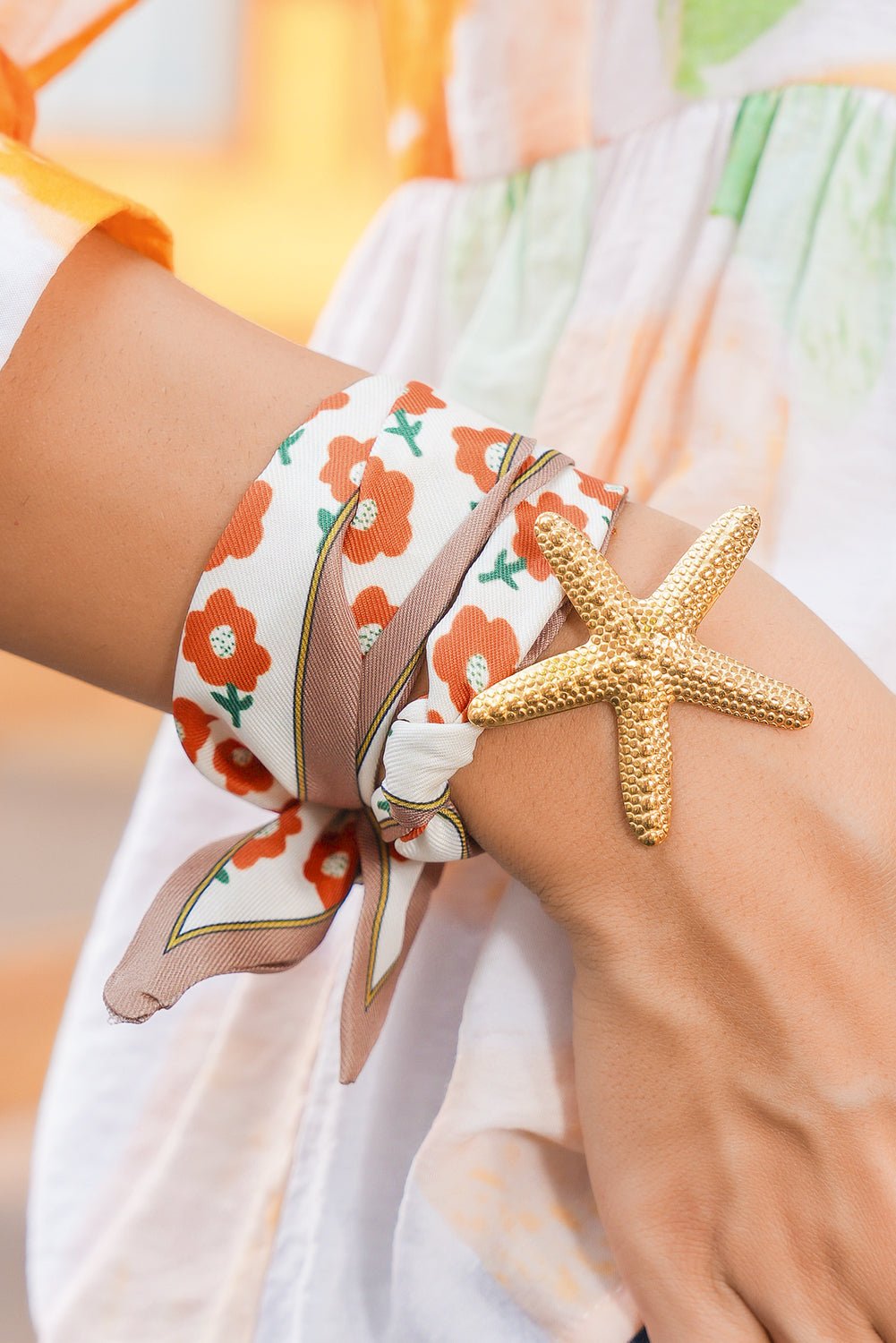 Carrot Vacation Starfish Pendant Floral Multifunction Scarf Necklace - MAD RUFFI