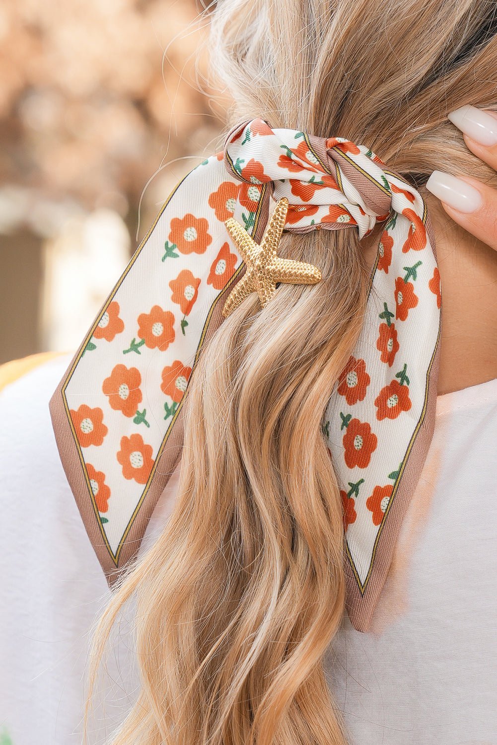Carrot Vacation Starfish Pendant Floral Multifunction Scarf Necklace - MAD RUFFI