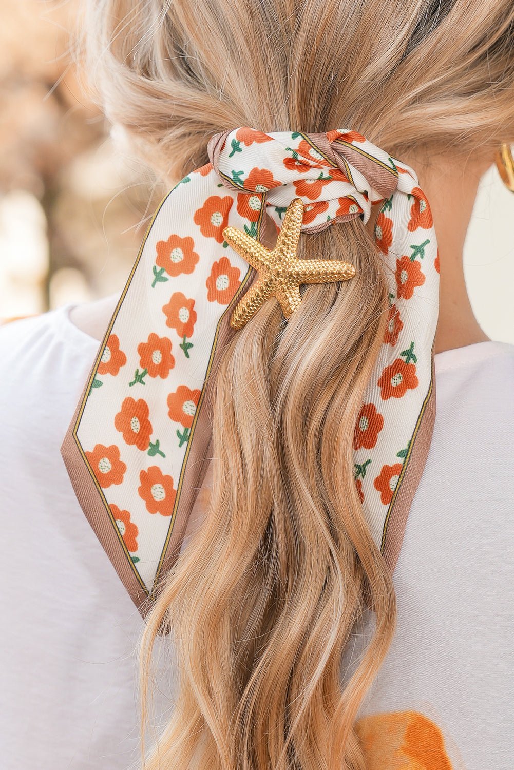 Carrot Vacation Starfish Pendant Floral Multifunction Scarf Necklace - MAD RUFFI