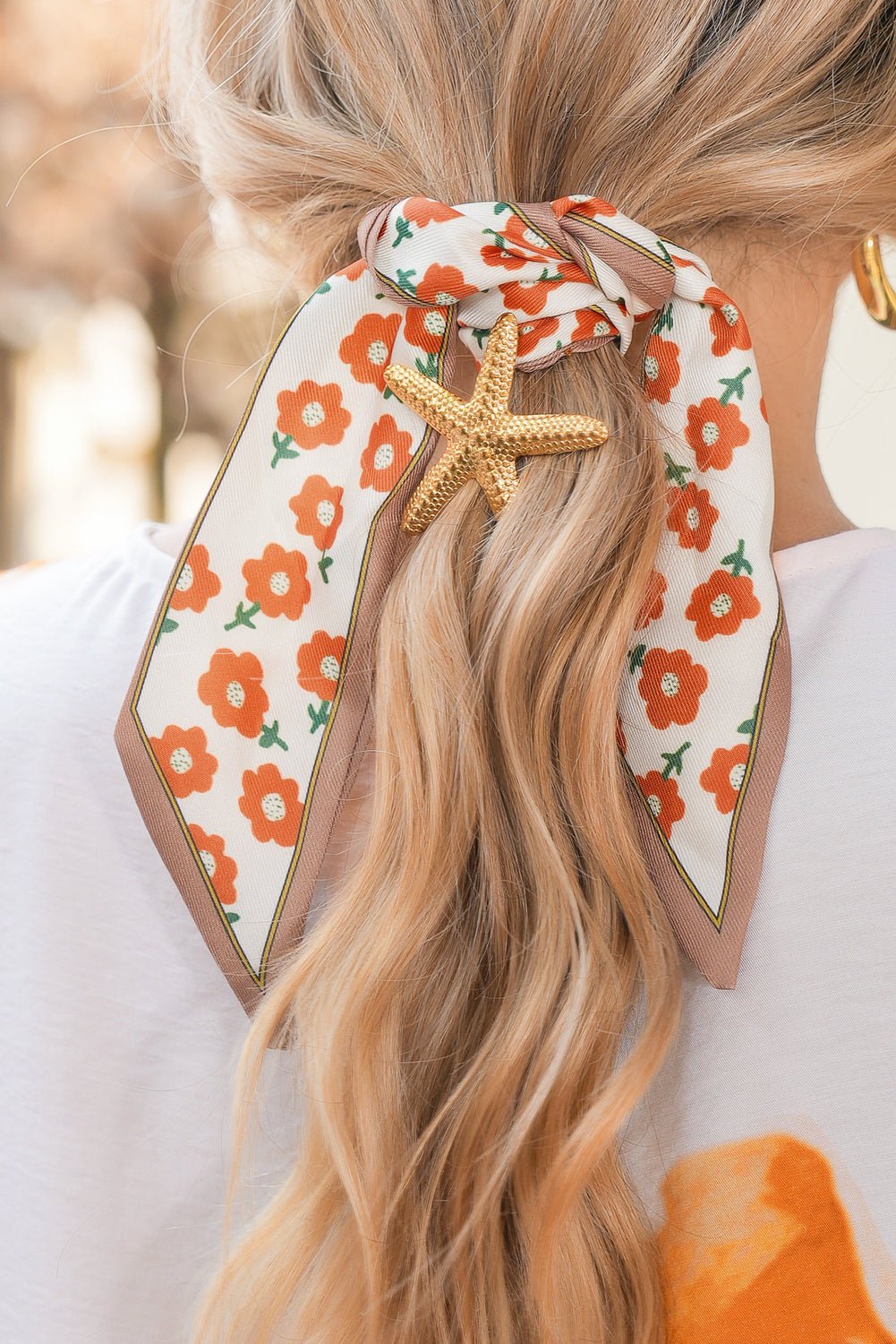 Carrot Vacation Starfish Pendant Floral Multifunction Scarf Necklace - MAD RUFFI