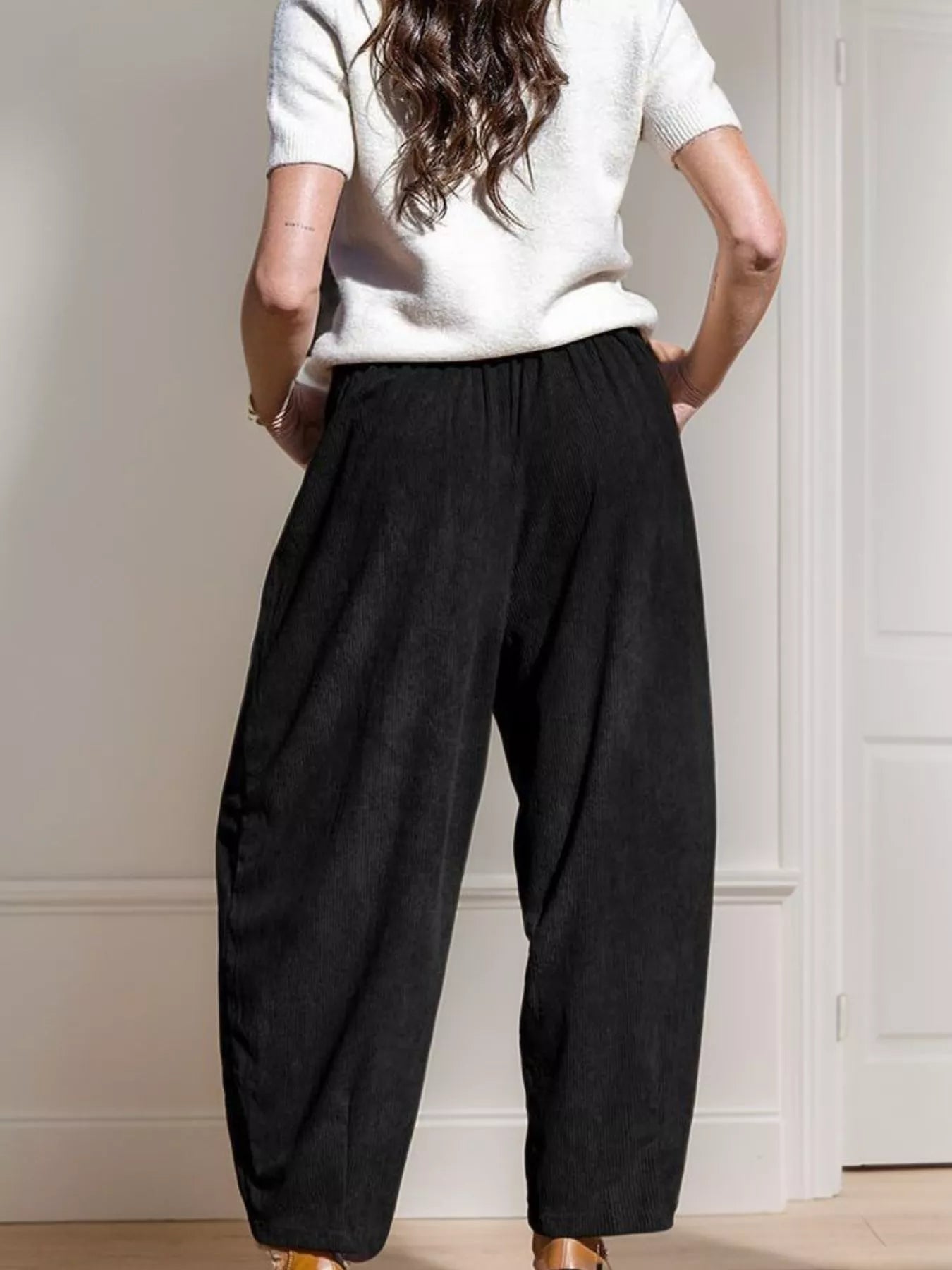 Casual Corduroy Wide Leg Pants with Pockets - MAD RUFFI