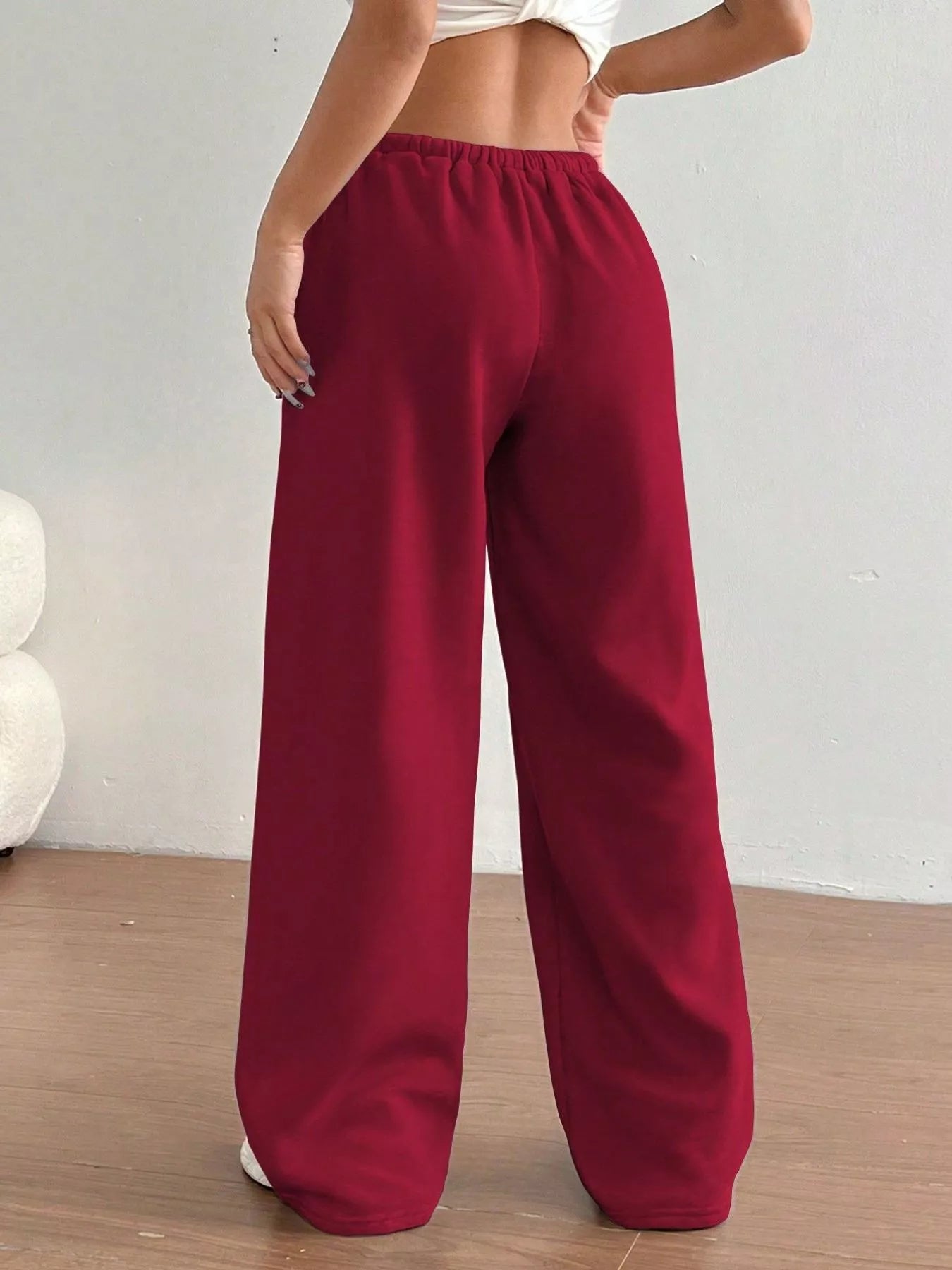 Casual Drawstring High Waist Wide Leg Sweatpants - MAD RUFFI