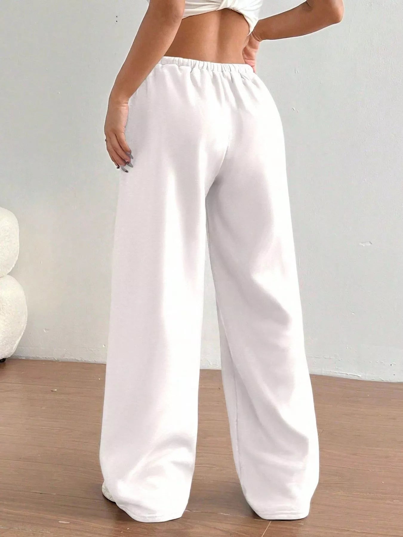 Casual Drawstring High Waist Wide Leg Sweatpants - MAD RUFFI