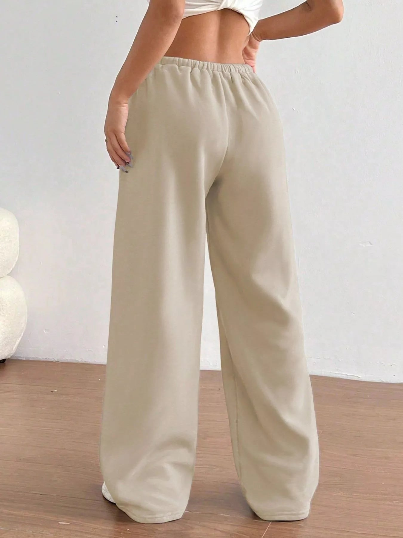 Casual Drawstring High Waist Wide Leg Sweatpants - MAD RUFFI