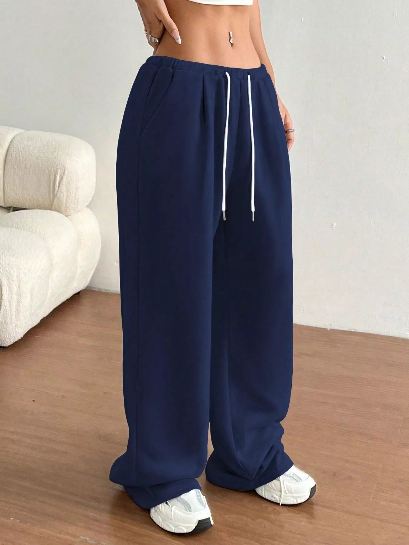 Casual Drawstring High Waist Wide Leg Sweatpants - MAD RUFFI