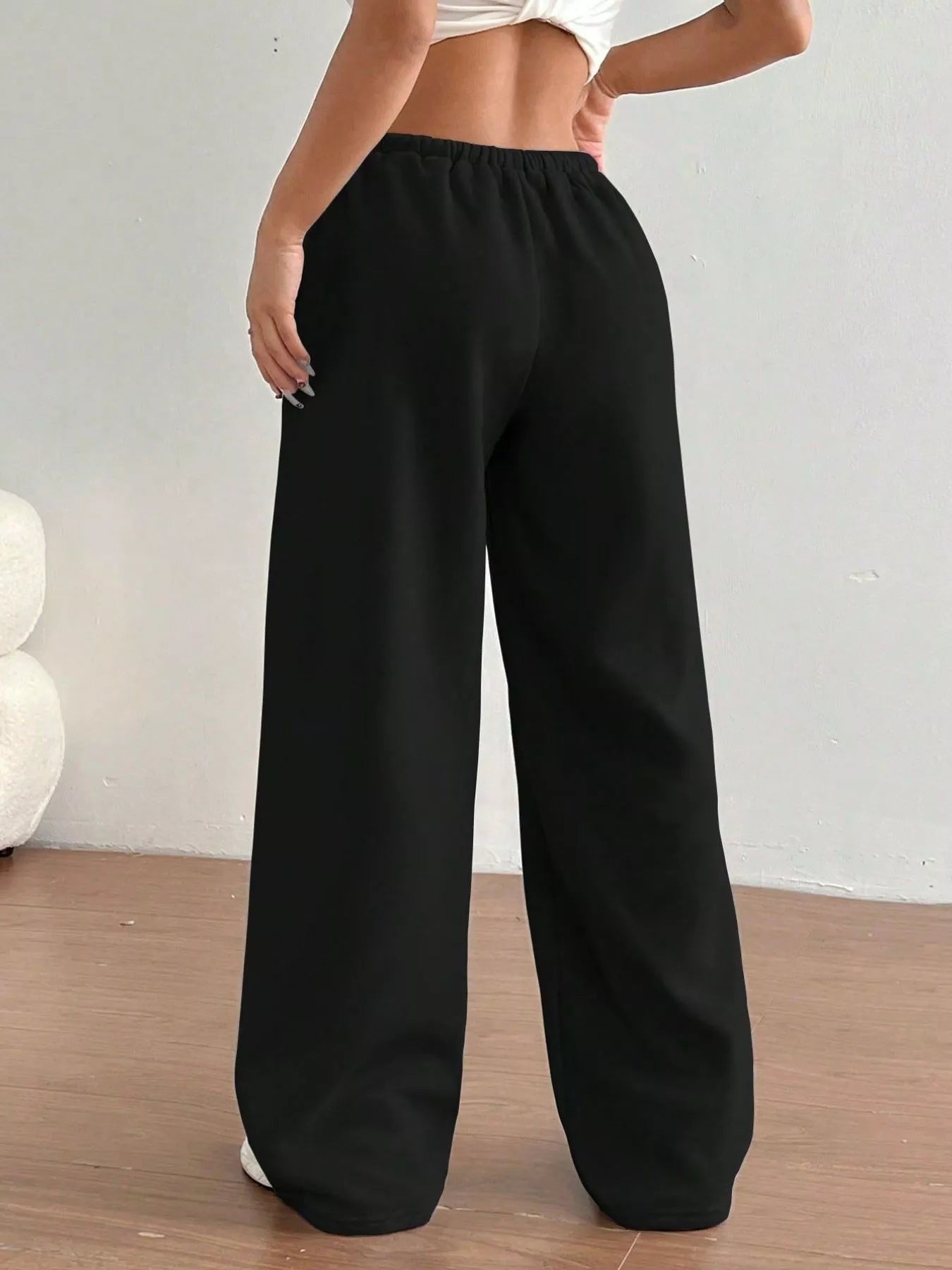 Casual Drawstring High Waist Wide Leg Sweatpants - MAD RUFFI