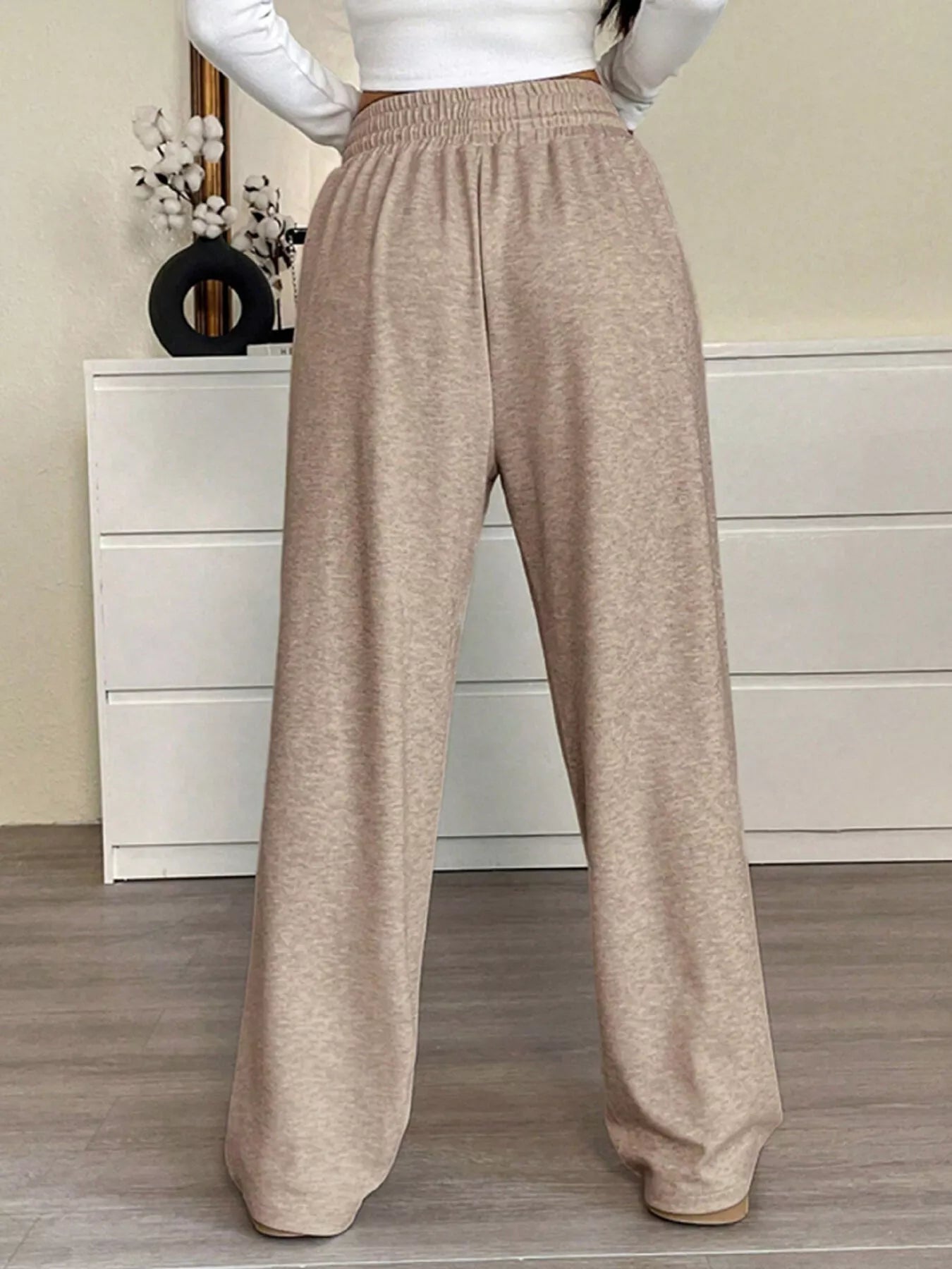 Casual Drawstring Waist Wide Leg Pants - MAD RUFFI