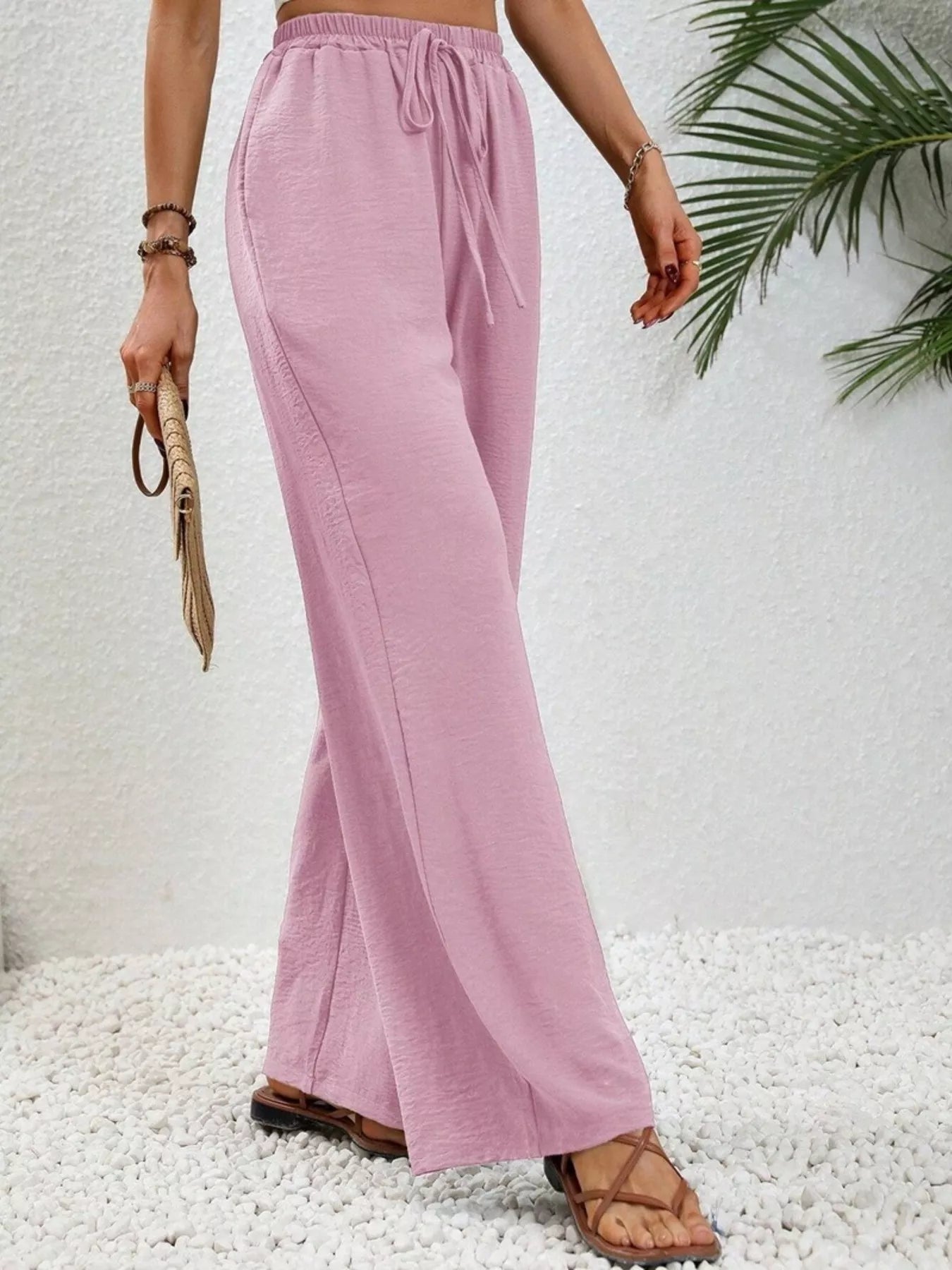 Casual Drawstring Wide Leg Pants - MAD RUFFI