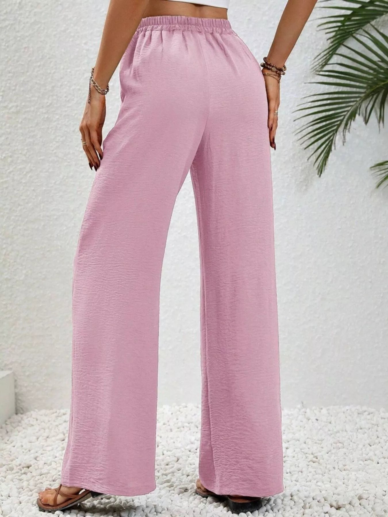 Casual Drawstring Wide Leg Pants - MAD RUFFI