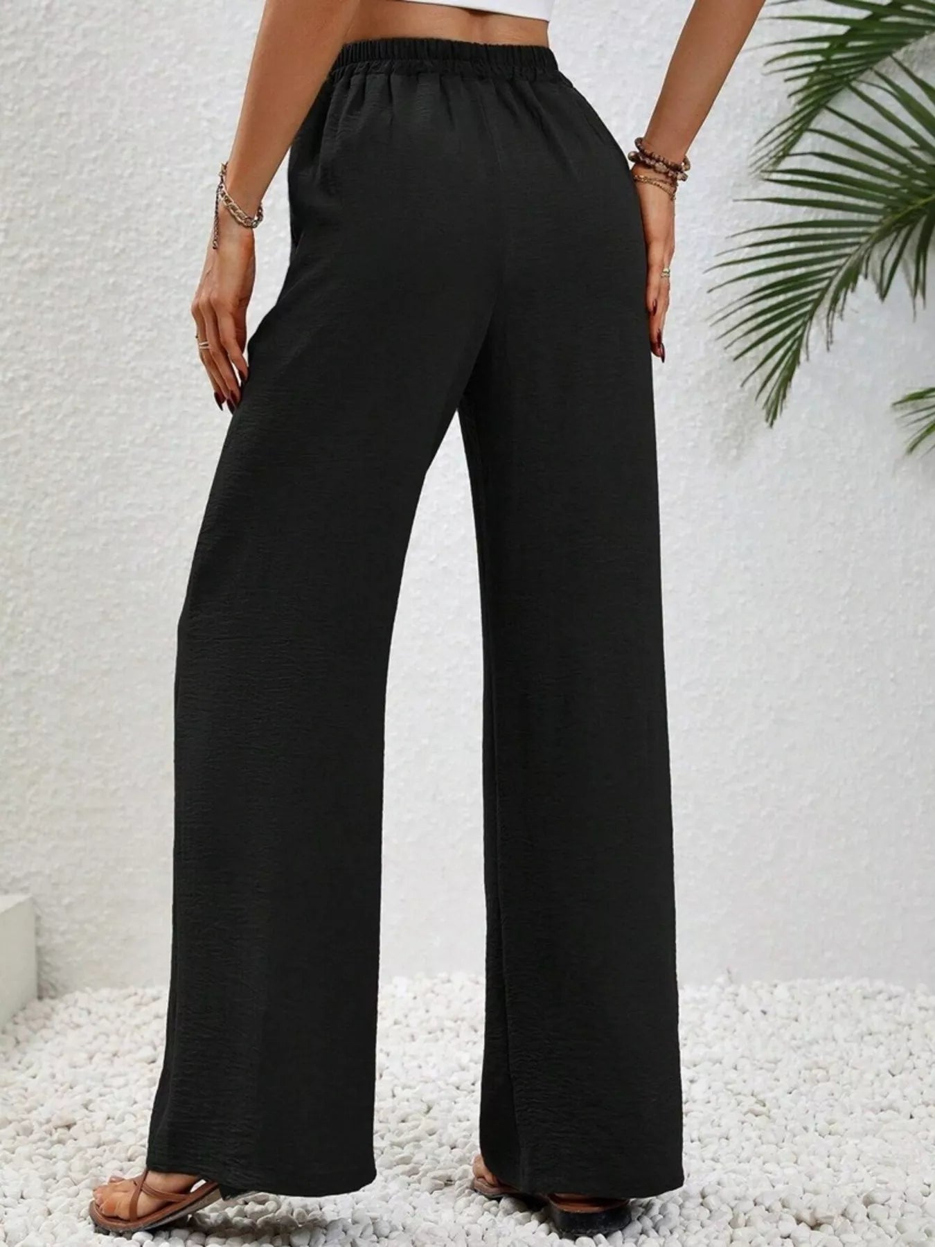 Casual Drawstring Wide Leg Pants - MAD RUFFI