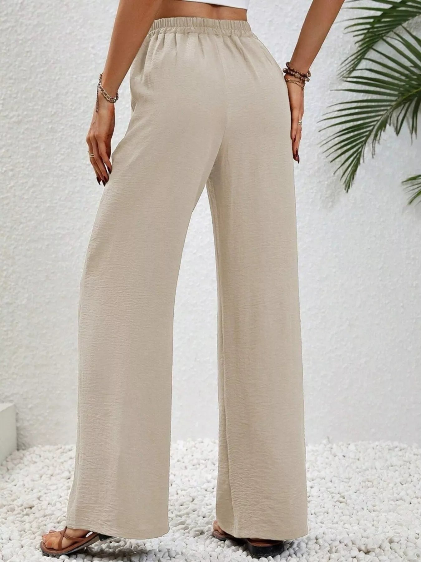 Casual Drawstring Wide Leg Pants - MAD RUFFI