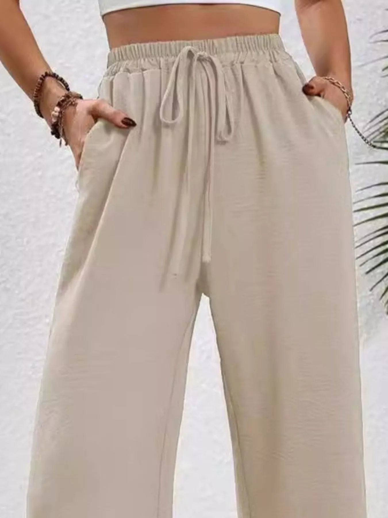 Casual Drawstring Wide Leg Pants - MAD RUFFI