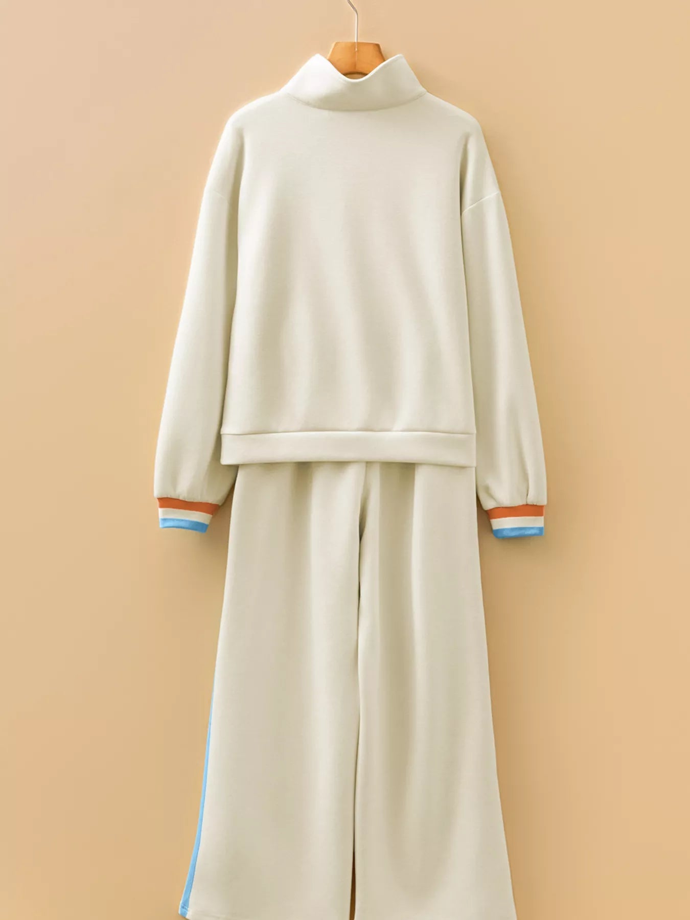 Casual Striped Quarter Zip Top and Pants Set - MAD RUFFI