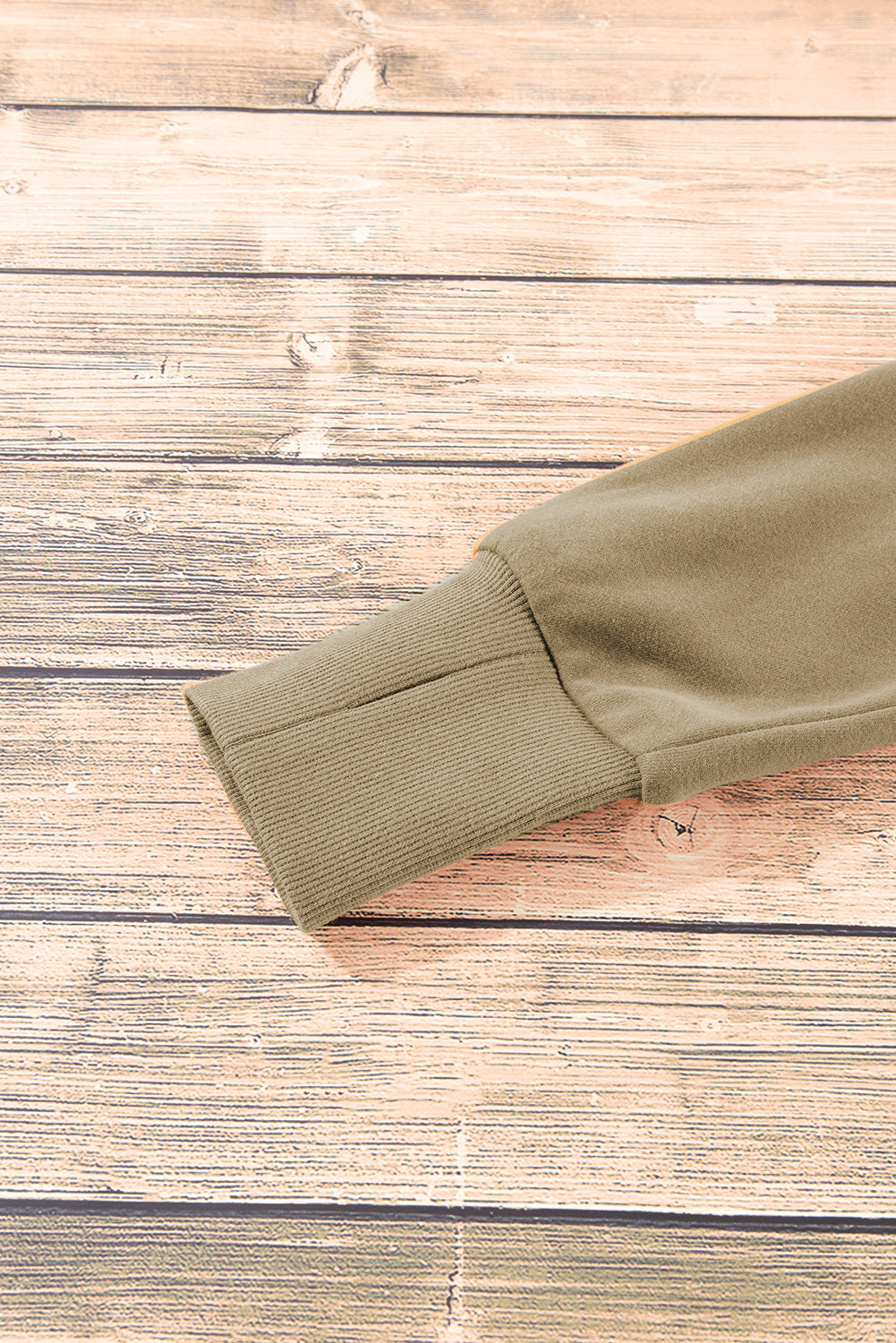 Smoke Green Zip Up Stand Collar Ribbed Thumbhole Sleeve Sweatshirt