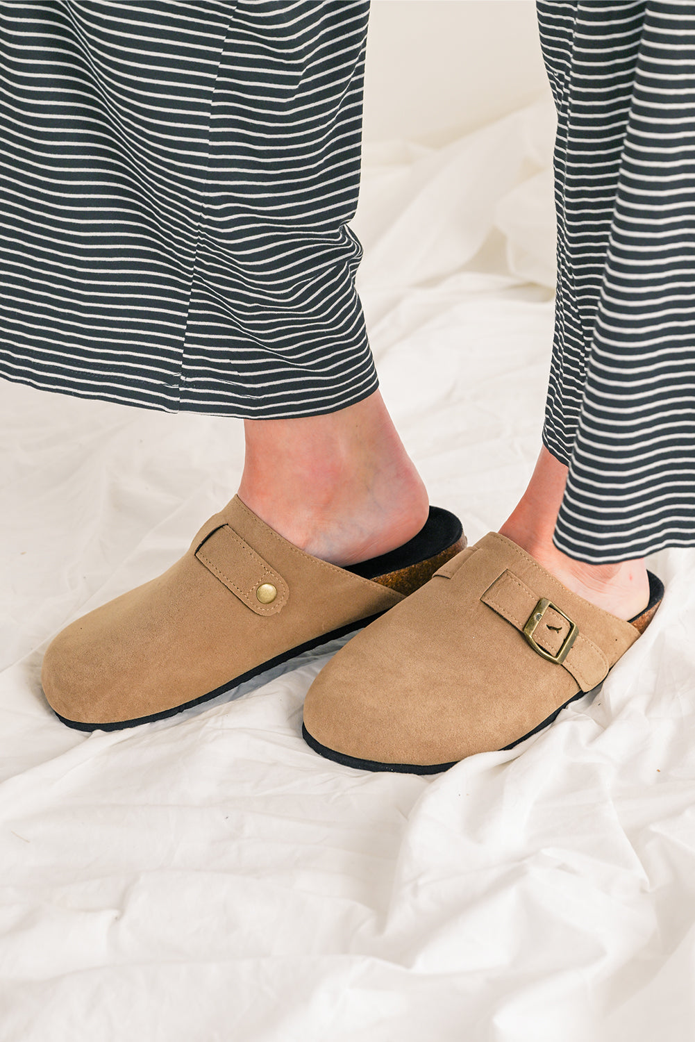 Light French Beige Slip on Corky Platform Chaussures