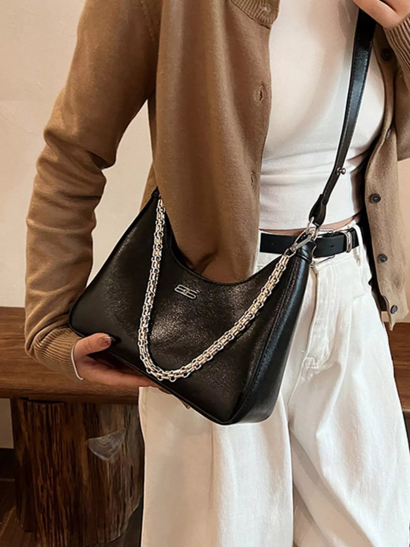 Chain - Accented Crossbody Bag - MAD RUFFI