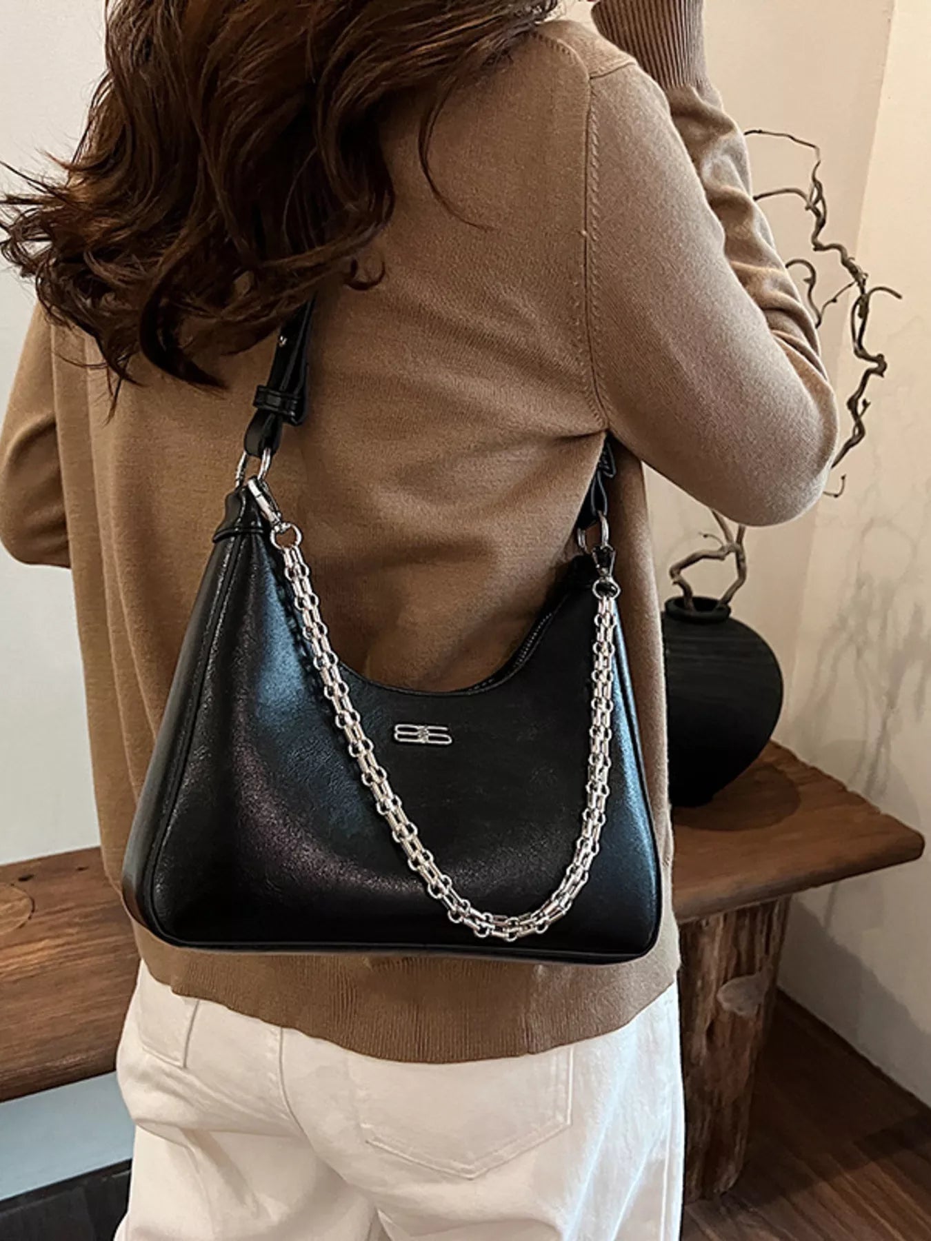 Chain - Accented Crossbody Bag - MAD RUFFI
