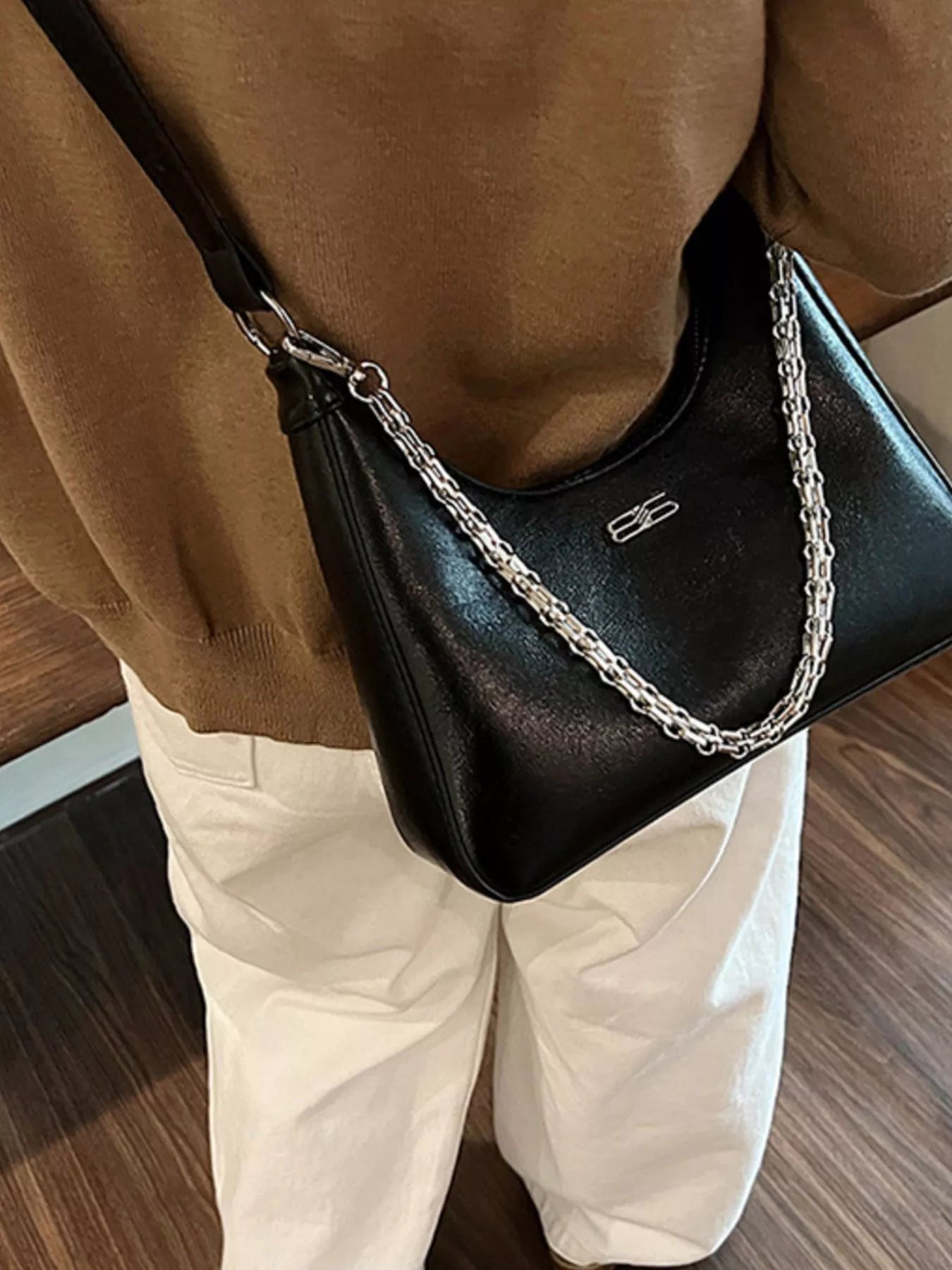 Chain - Accented Crossbody Bag - MAD RUFFI