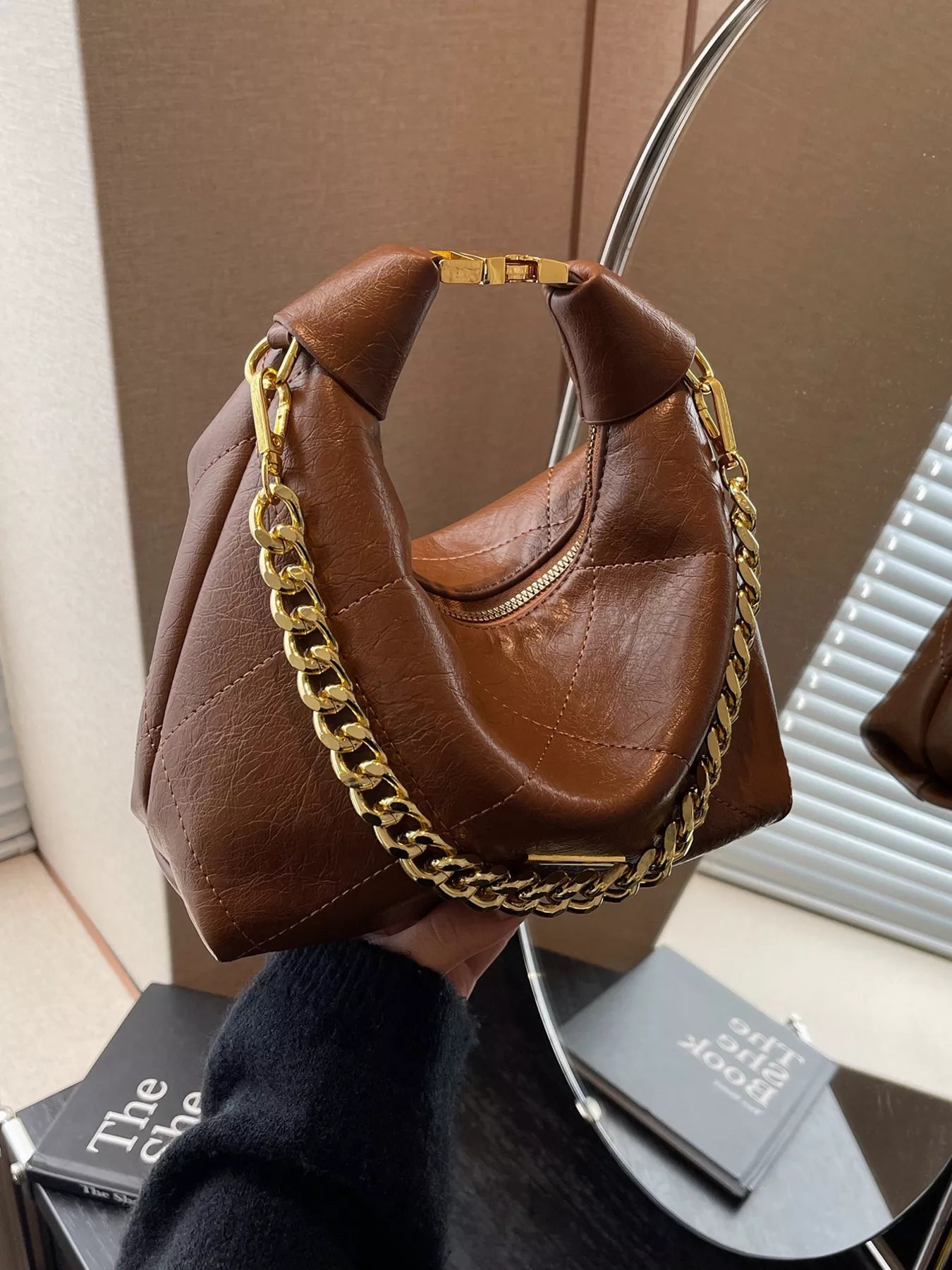 Chain Decor Leather Bag - MAD RUFFI
