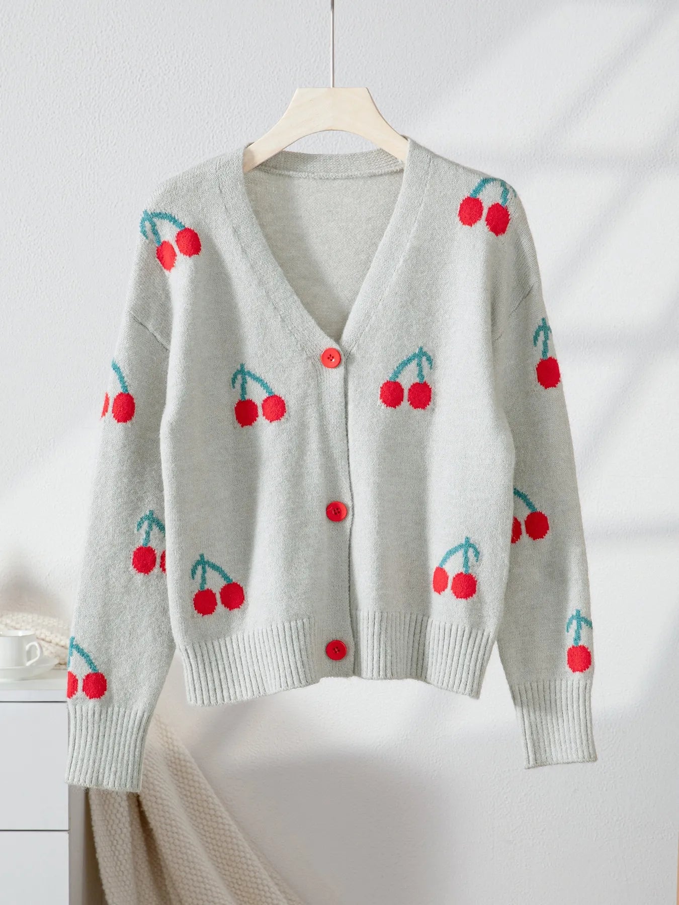 Cherry Button - Up Knit Cardigan - MAD RUFFI