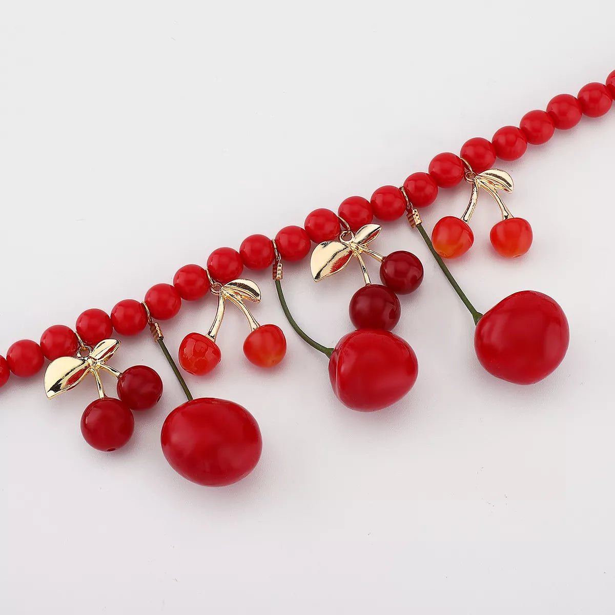 Cherry Charm Beaded Statement Necklace - MAD RUFFI