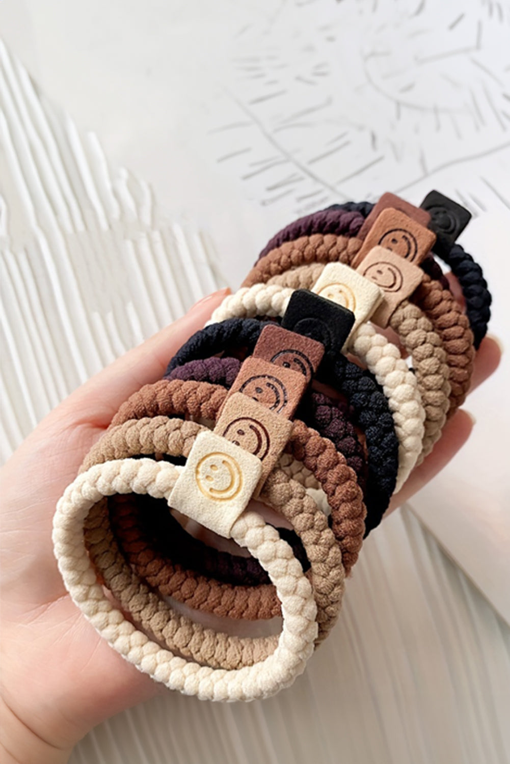 Chestnut 5Pcs Smile Face Decor Braided Hairband - MAD RUFFI