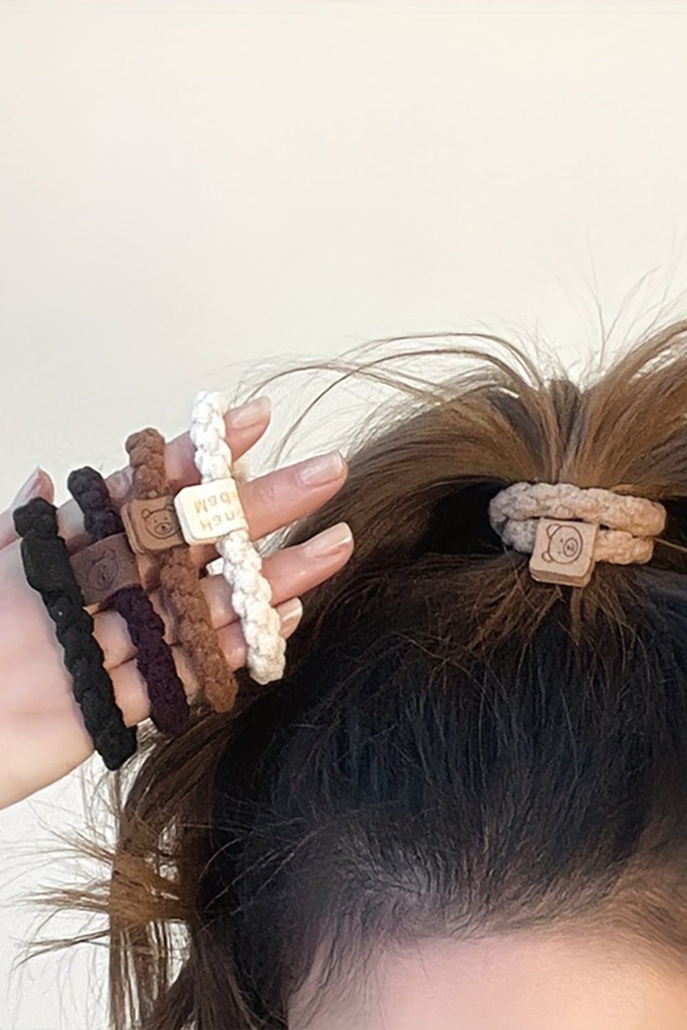 Chestnut 5Pcs Smile Face Decor Braided Hairband - MAD RUFFI