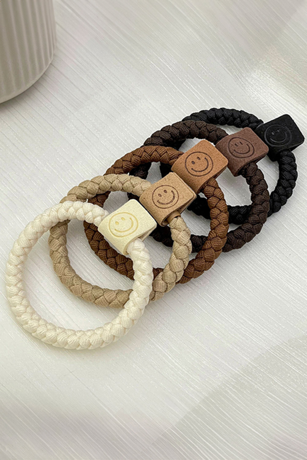 Chestnut 5Pcs Smile Face Decor Braided Hairband - MAD RUFFI