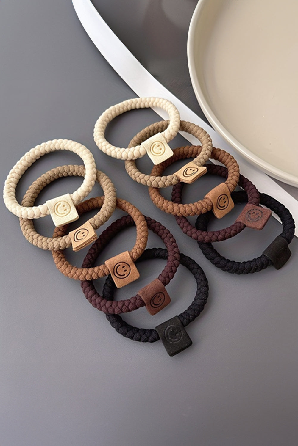 Chestnut 5Pcs Smile Face Decor Braided Hairband - MAD RUFFI