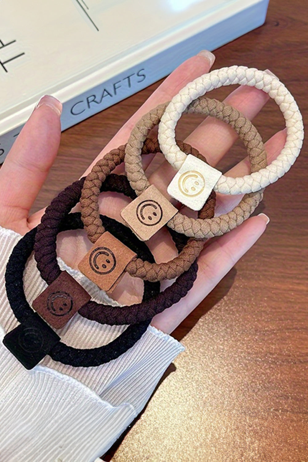 Chestnut 5Pcs Smile Face Decor Braided Hairband - MAD RUFFI