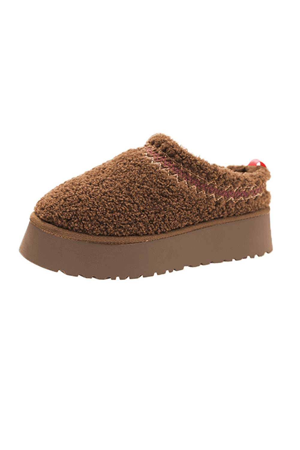 Chestnut Contrast Edge Plush Thick Sole Slippers - MAD RUFFI