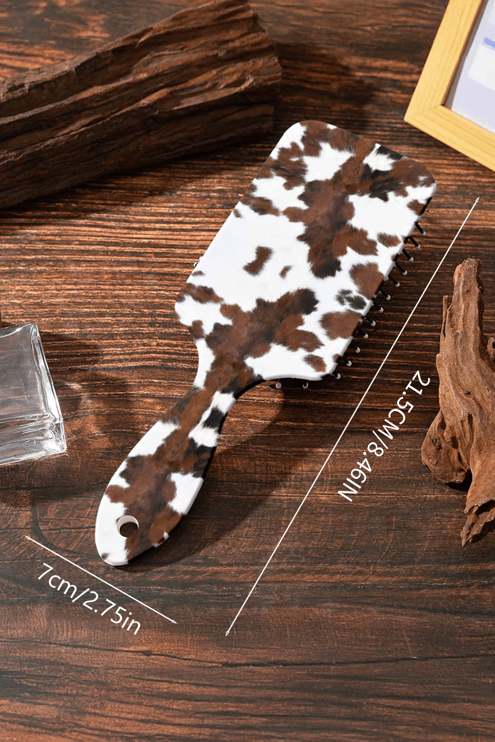 Chestnut Cow Print Hair Brush Comb - MAD RUFFI