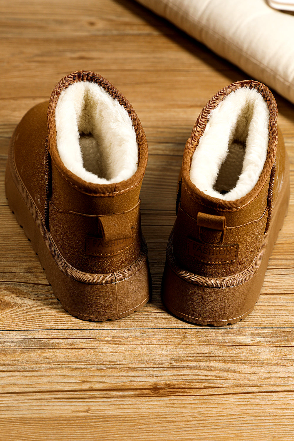 Chestnut Faux Fur Lined Suede Ankle Snow Boots - MAD RUFFI