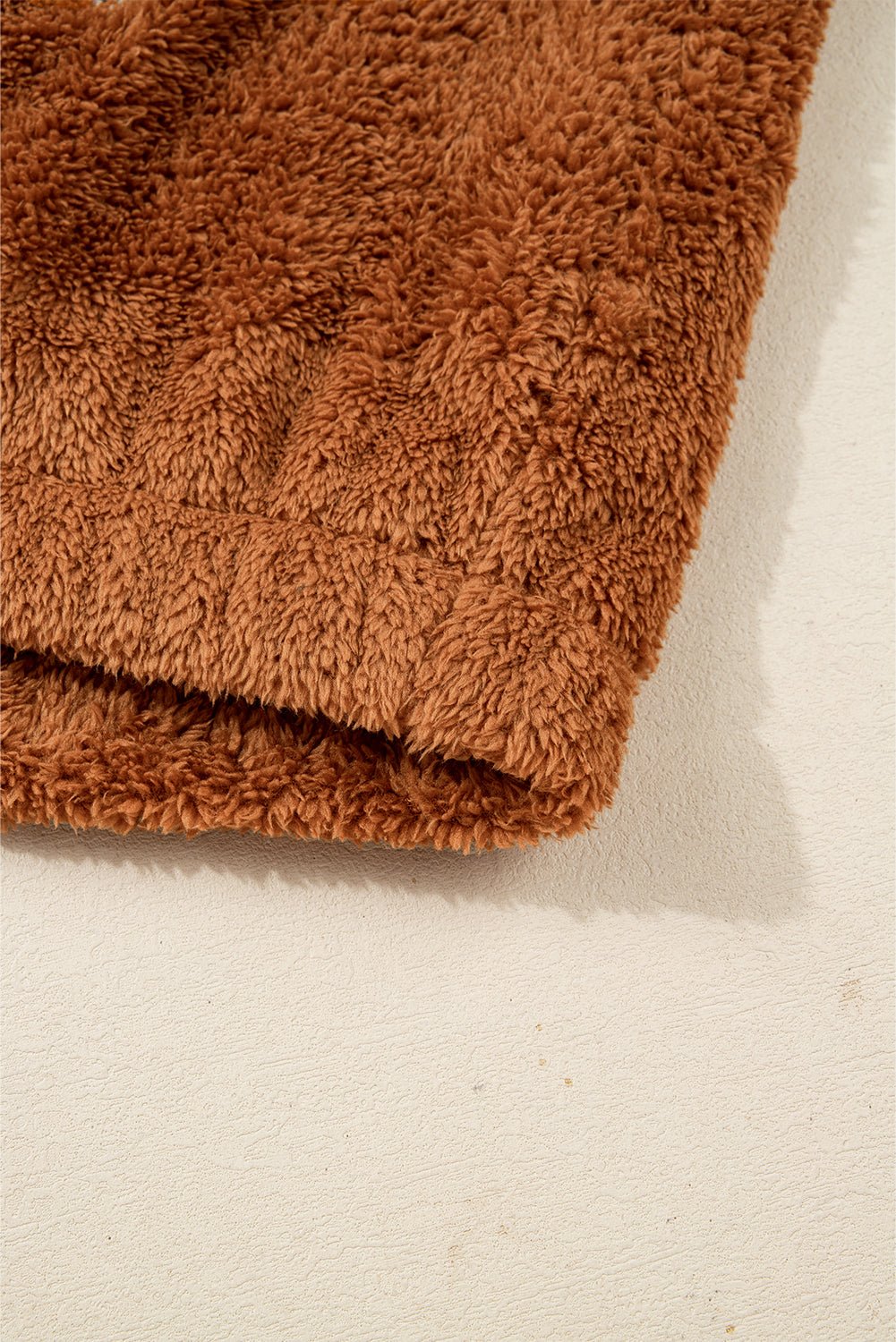 Chestnut Plush Patchwork Zipper Stand Neck Vest - MAD RUFFI