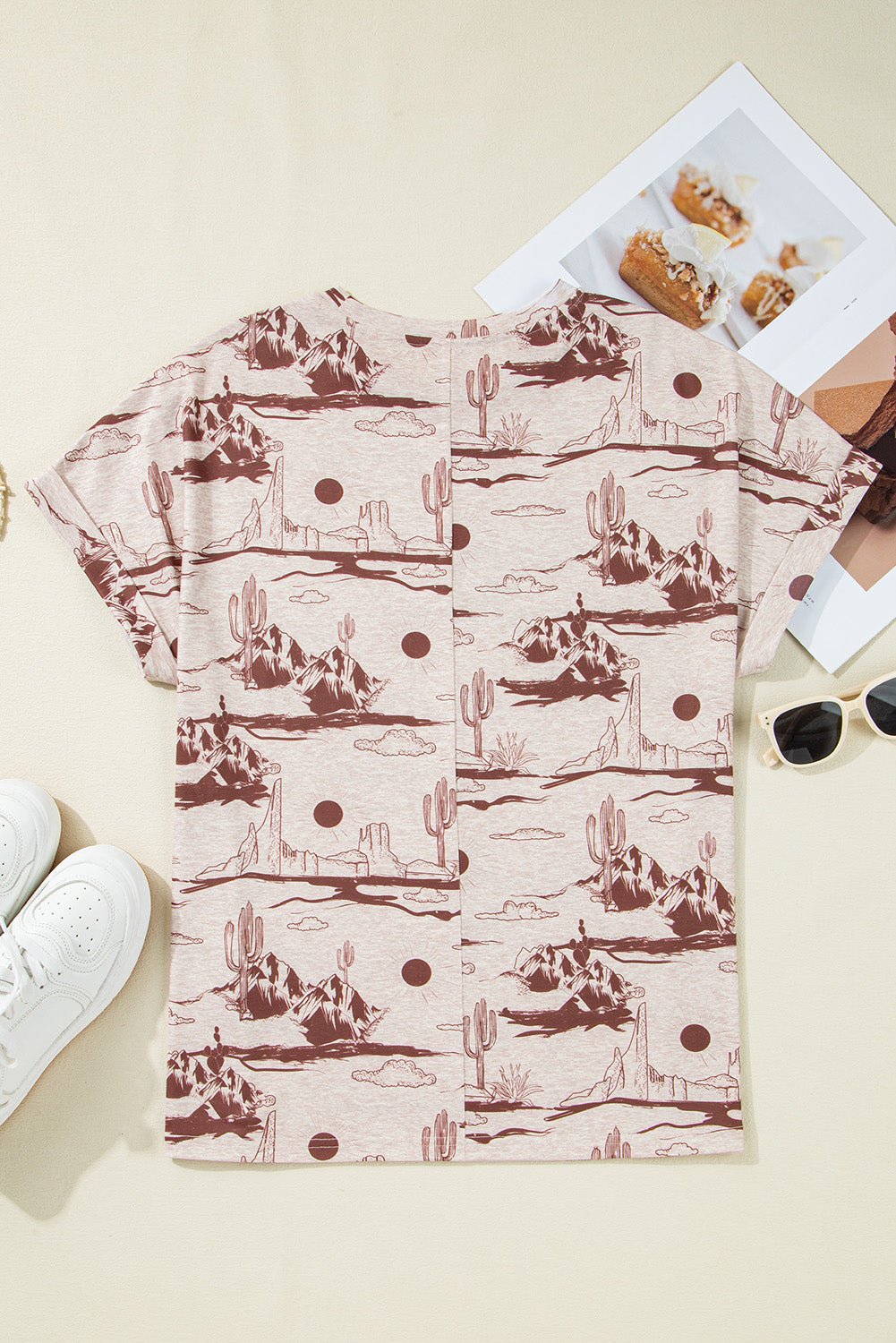 Chestnut Summer Desert Sand Print Short Sleeve Tee - MAD RUFFI