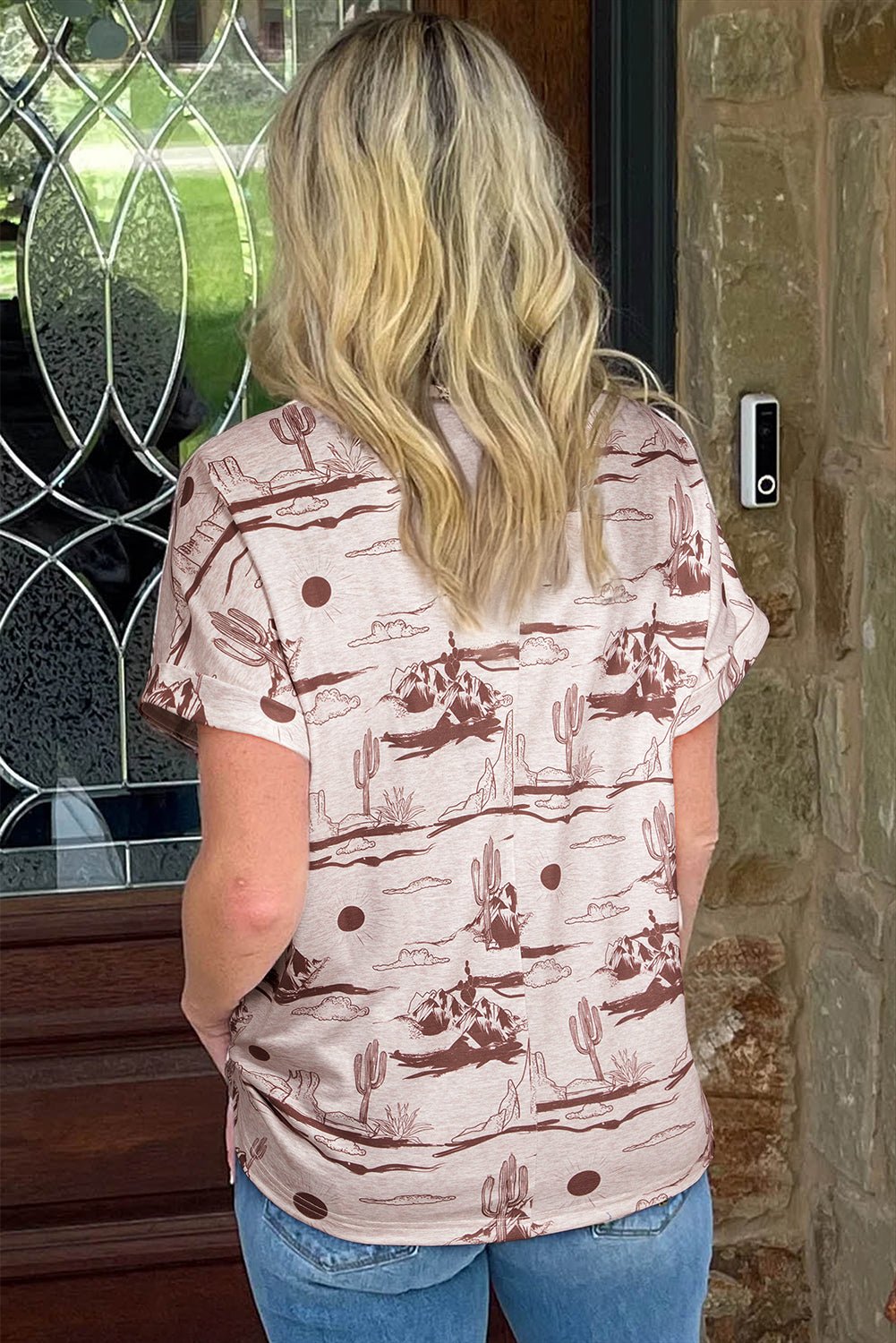 Chestnut Summer Desert Sand Print Short Sleeve Tee - MAD RUFFI