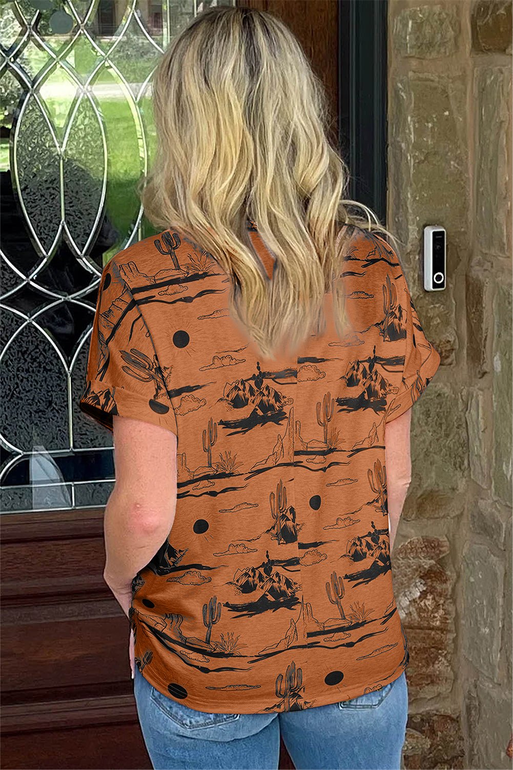 Chestnut Summer Desert Sand Print Short Sleeve Tee - MAD RUFFI