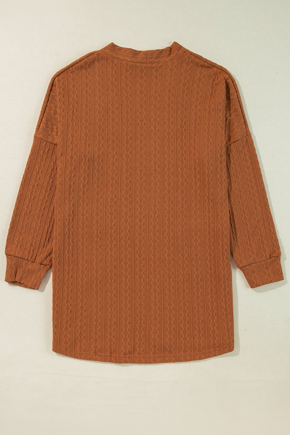 Chestnut Textured Knit Side Pockets Open Front Cardigan - MAD RUFFI