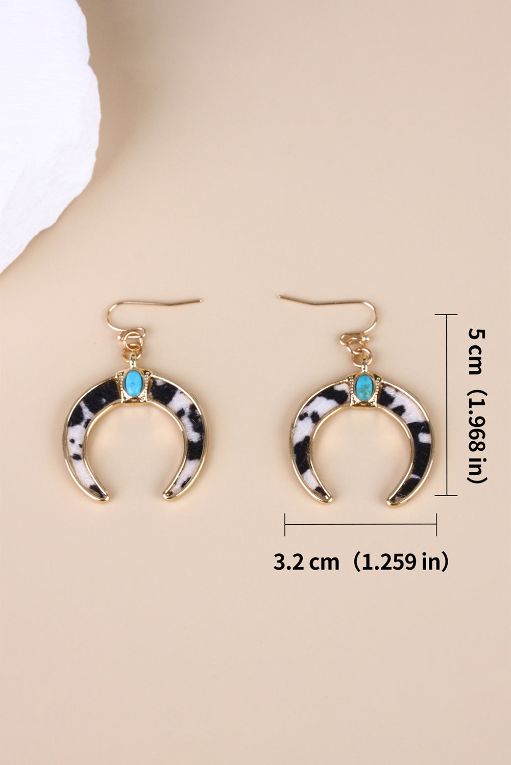 Chestnut Turquoise Inlay Crescent Shaped Dangle Earrings - MAD RUFFI