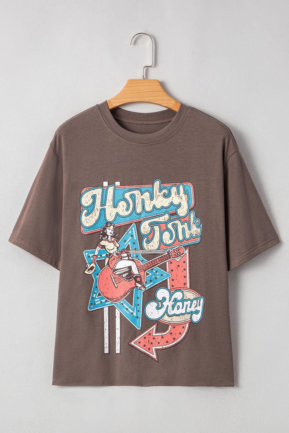 chicory coffee honky tonk honey graphic crew neck tee - MAD RUFFI