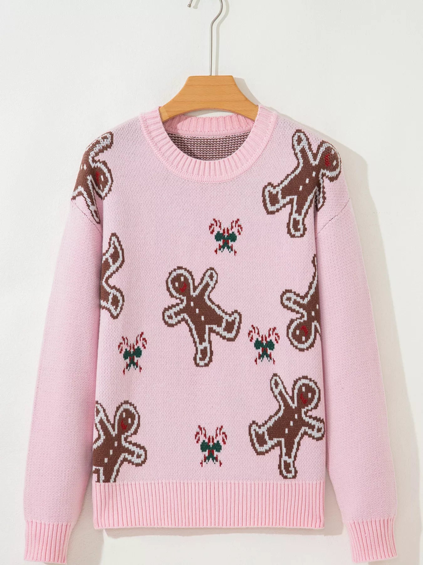 Christmas Ginger Bread Man Round Neck Casual Sweater - MAD RUFFI