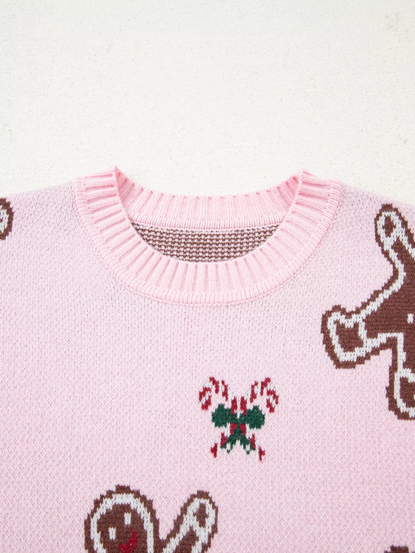 Christmas Ginger Bread Man Round Neck Casual Sweater - MAD RUFFI