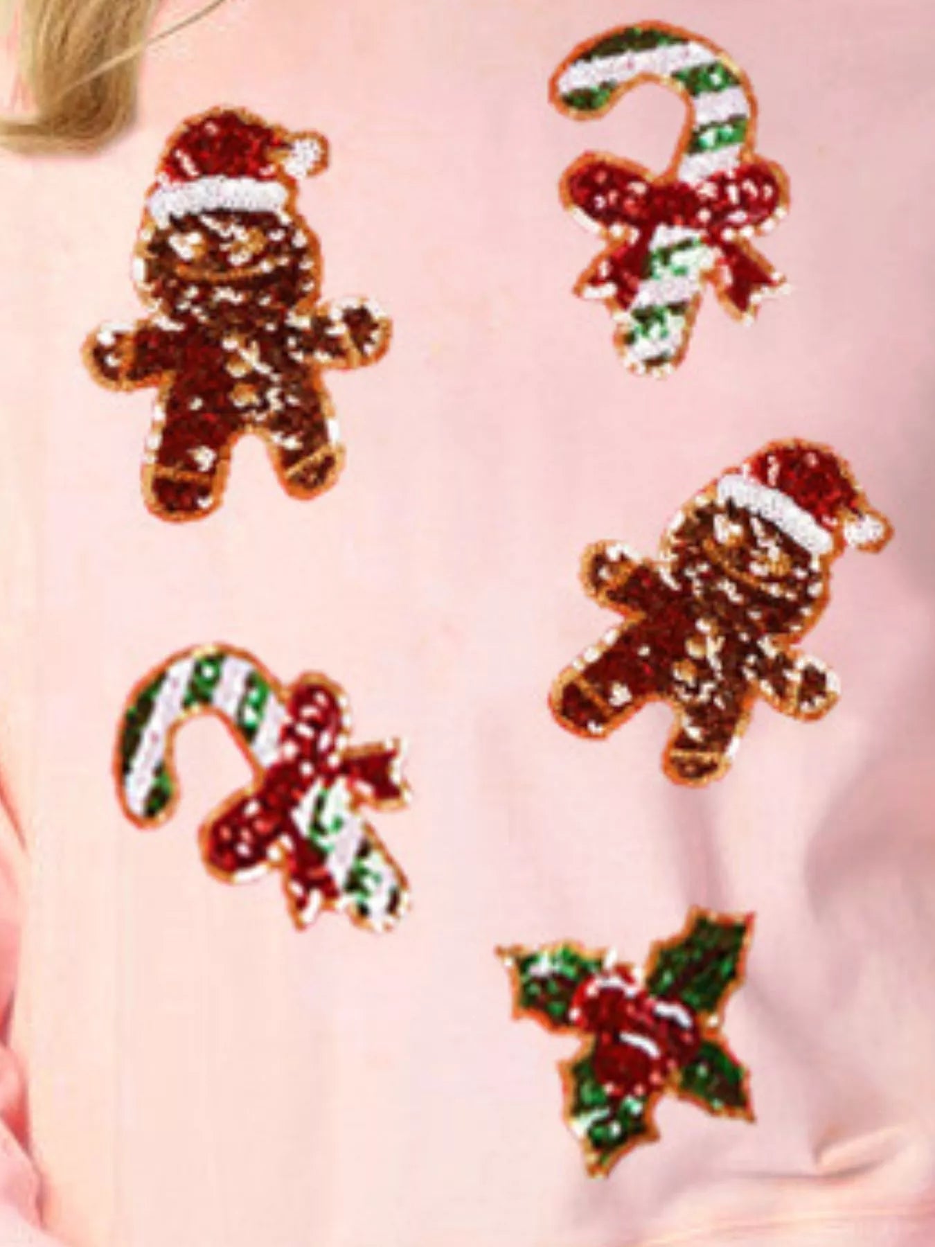 Christmas Holiday Sequined Gingerbread Sweatshirt - MAD RUFFI