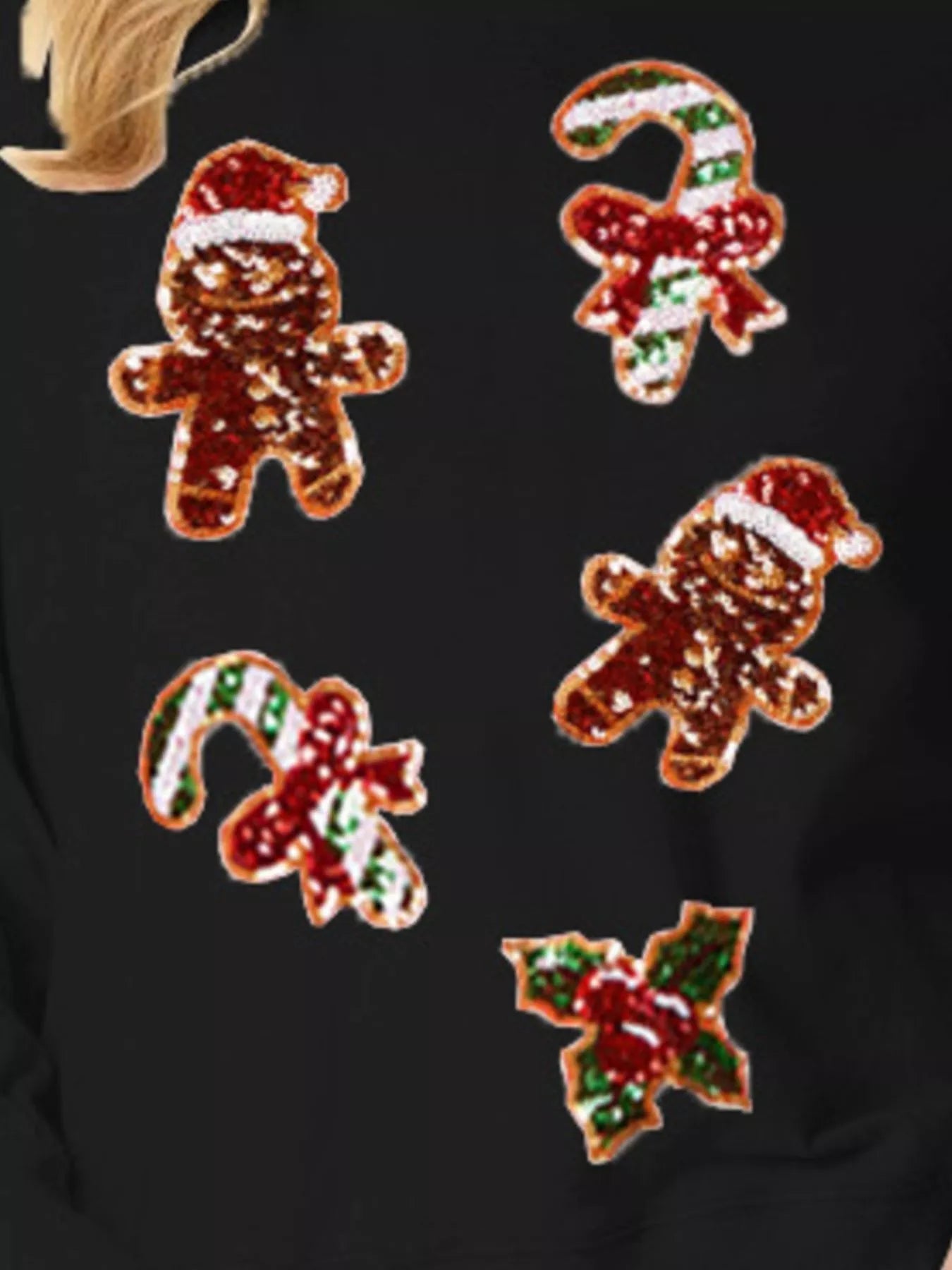 Christmas Holiday Sequined Gingerbread Sweatshirt - MAD RUFFI