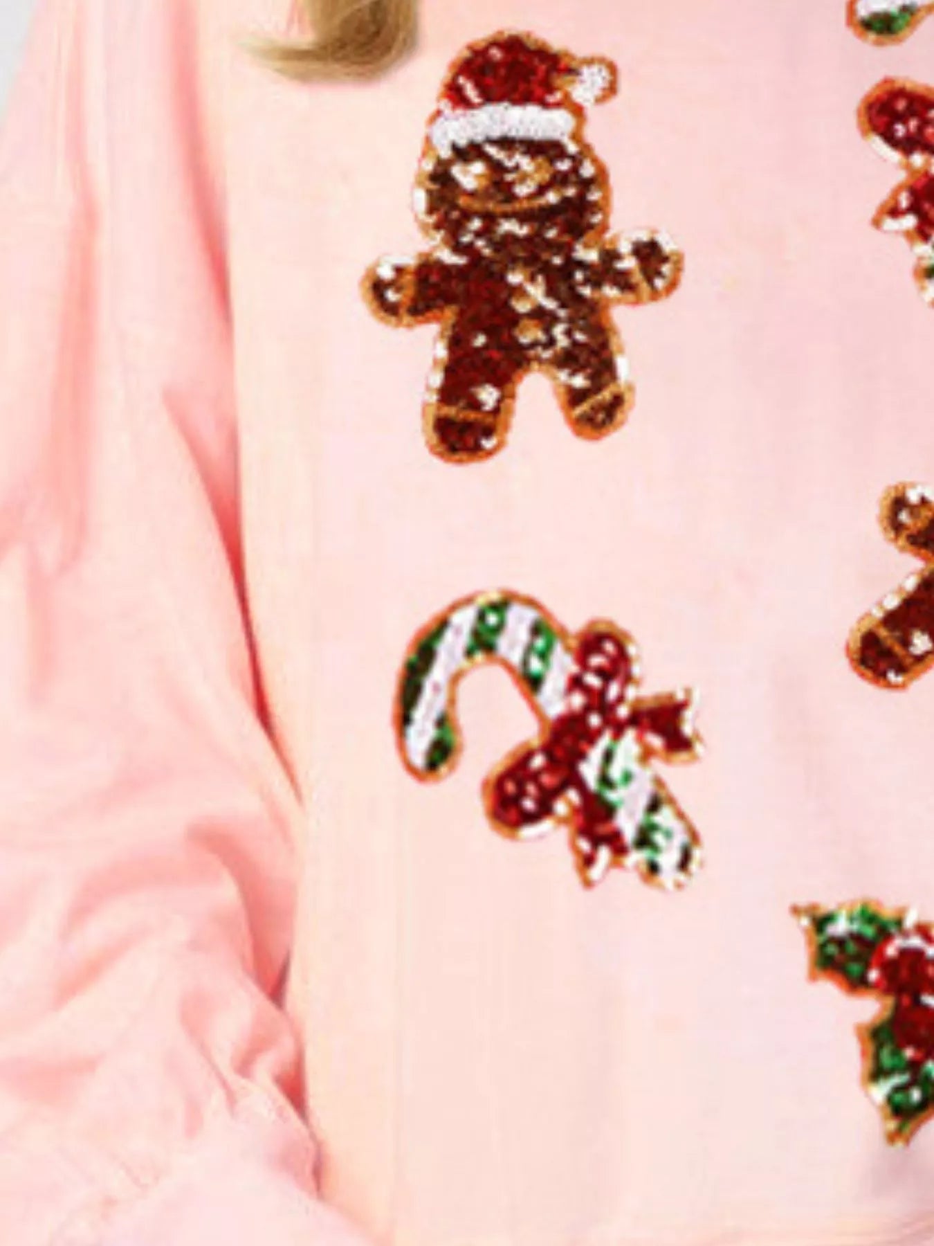 Christmas Holiday Sequined Gingerbread Sweatshirt - MAD RUFFI