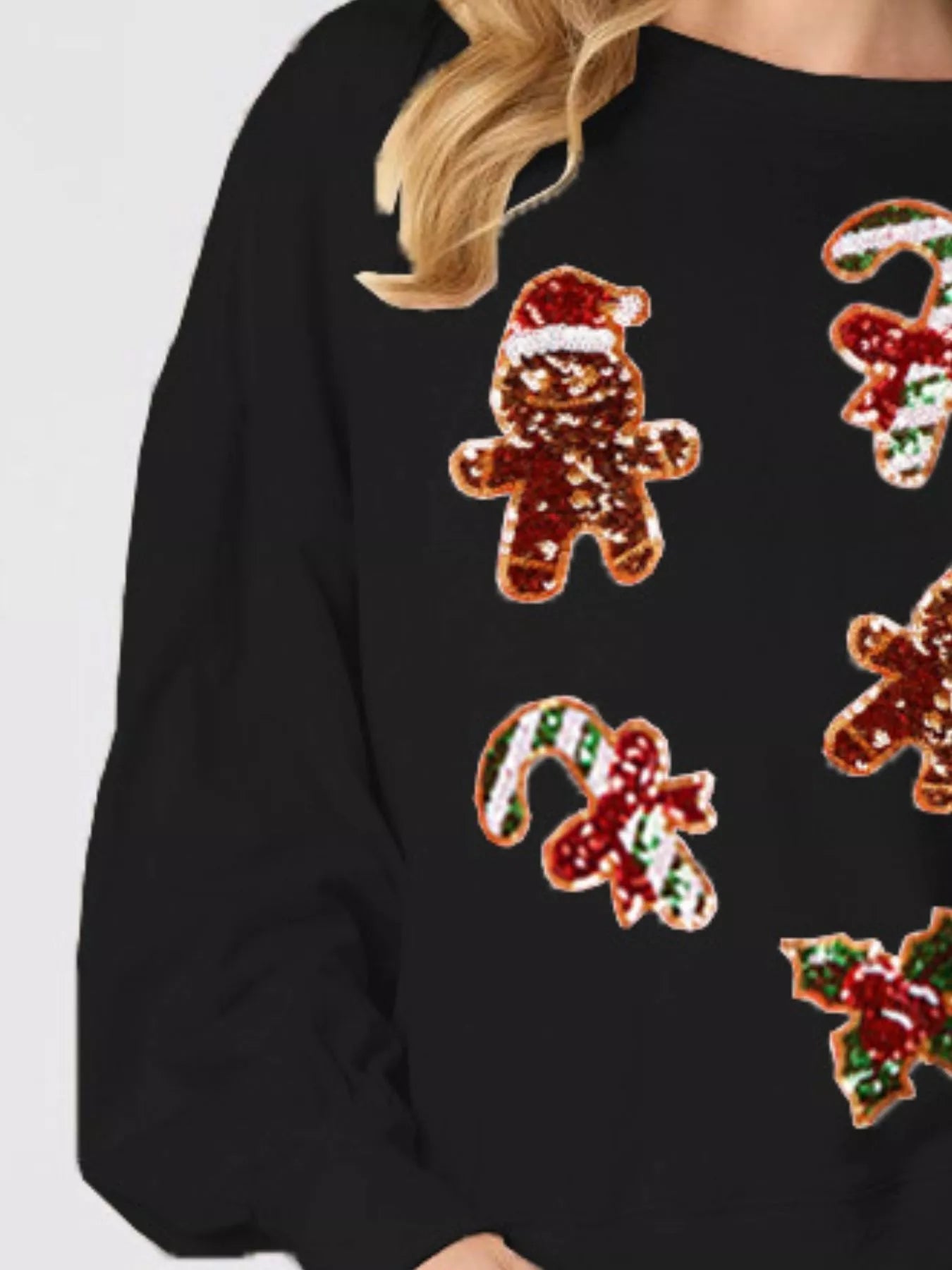 Christmas Holiday Sequined Gingerbread Sweatshirt - MAD RUFFI