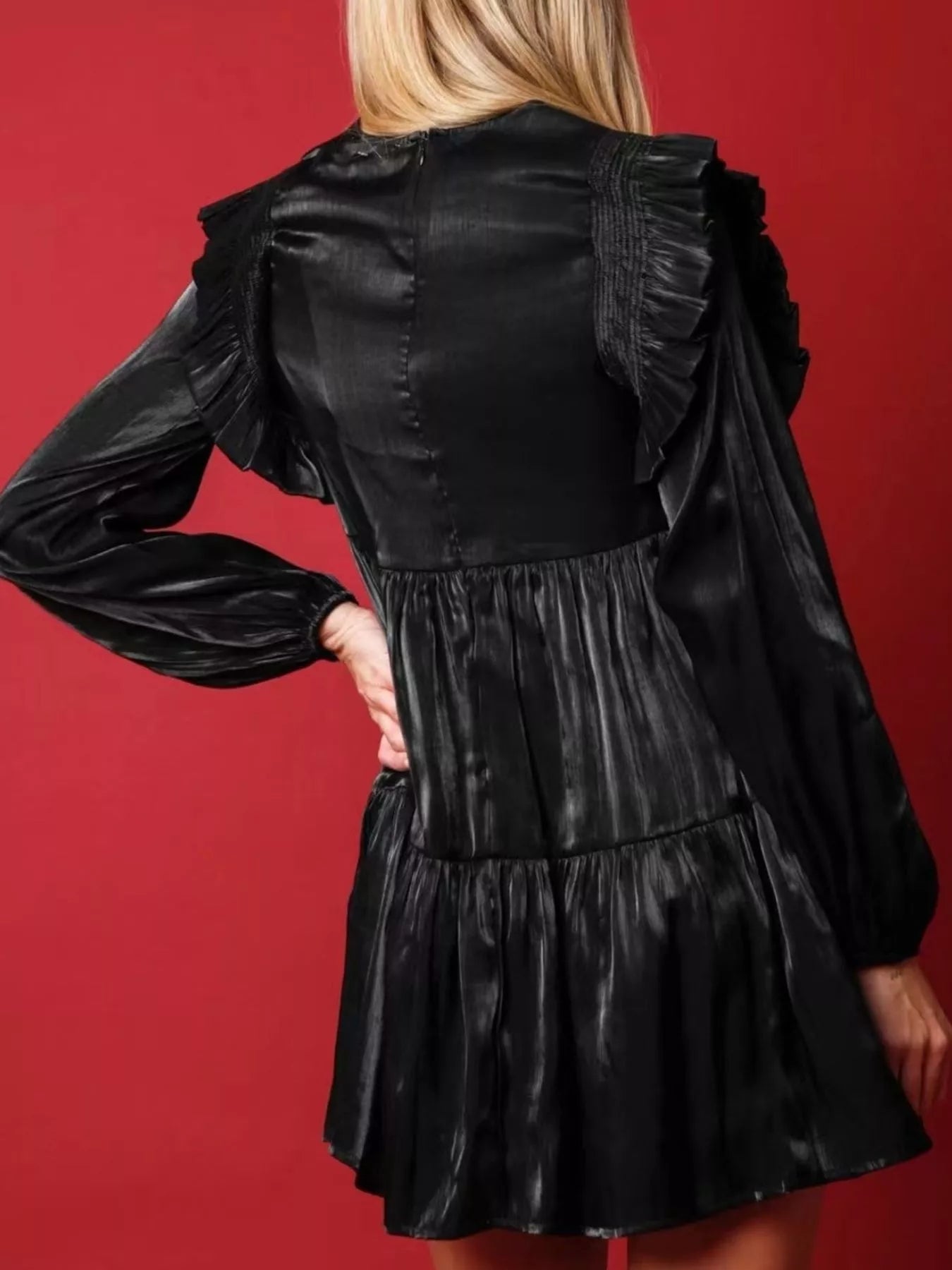 Christmas Ruffled Nutcracker Long Sleeve Dress - MAD RUFFI